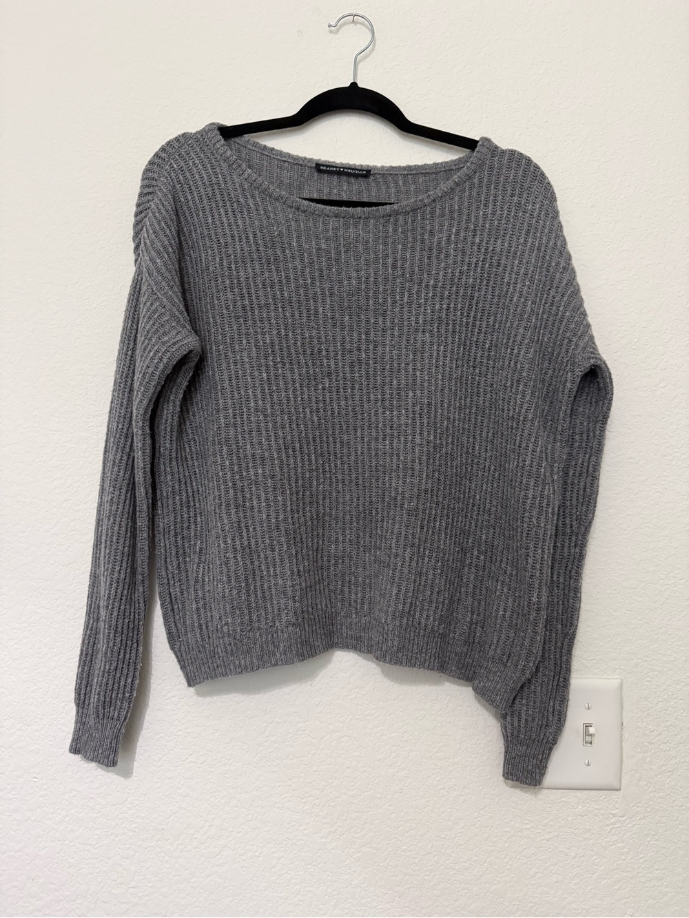 Brandy Melville Gray Ribbed Crewneck Sweater